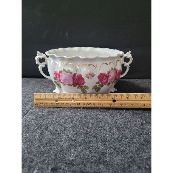 1884-1909 M. Z. Austria Porcelain Handled Bowl , Pink n Dk Pink Roses, Gold Trim - Picture 8 of 8